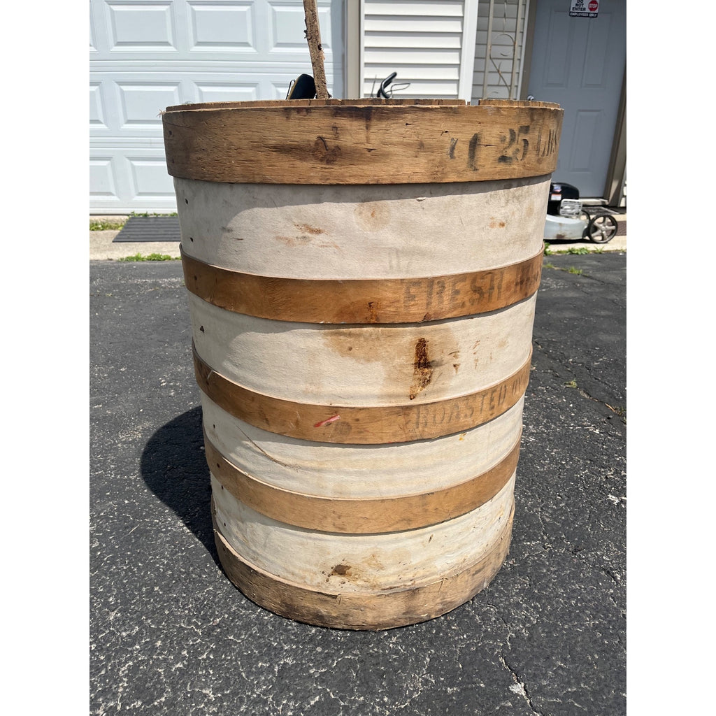 Vintage Grocery Store Retail White Star Coffee Fresh Roasted Barrel Display