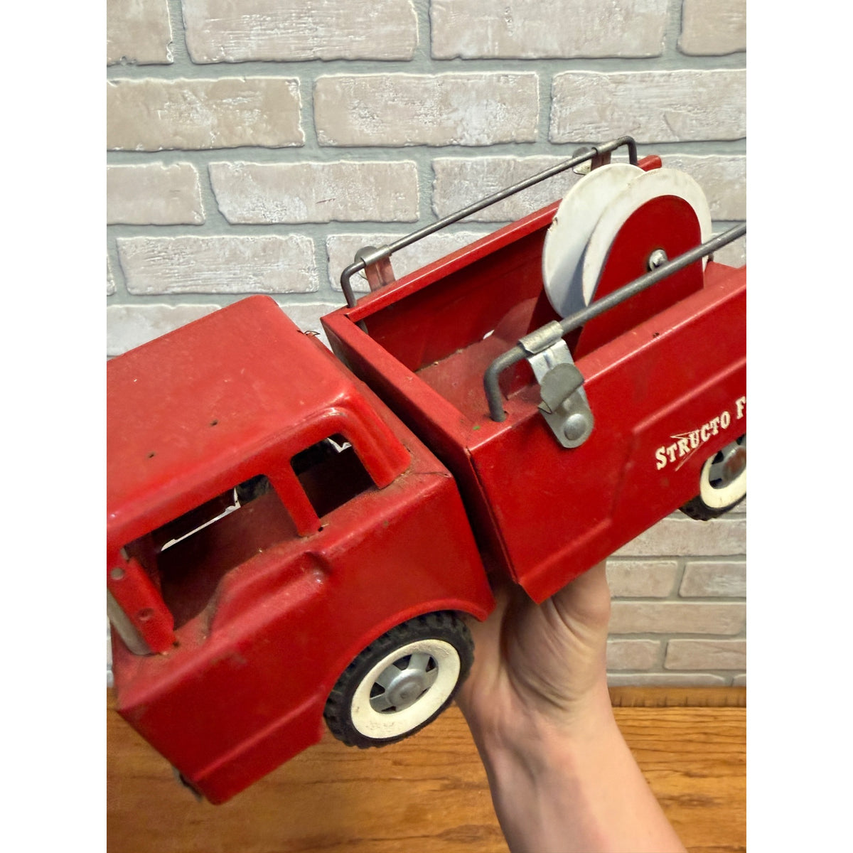 Vintage Structo Toy Fire Truck Engine Pressed Steel Toy 1960s