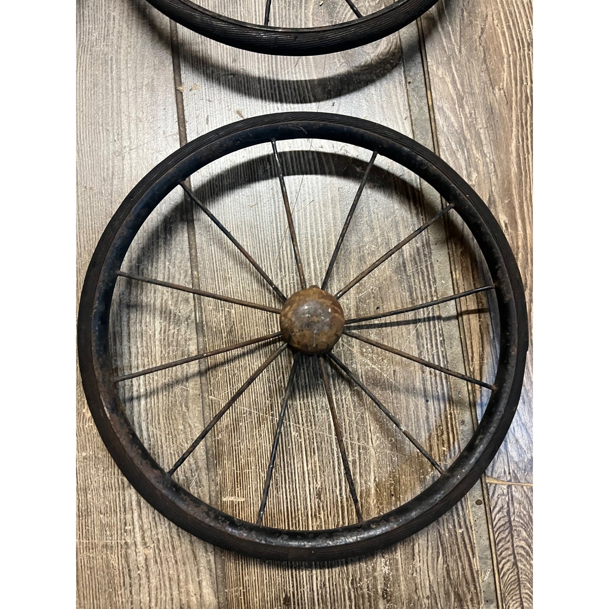 Antique Vintage Rubber & Metal Spoke Wagon Cart Pedal Car Buggy Wheels 10" Dia