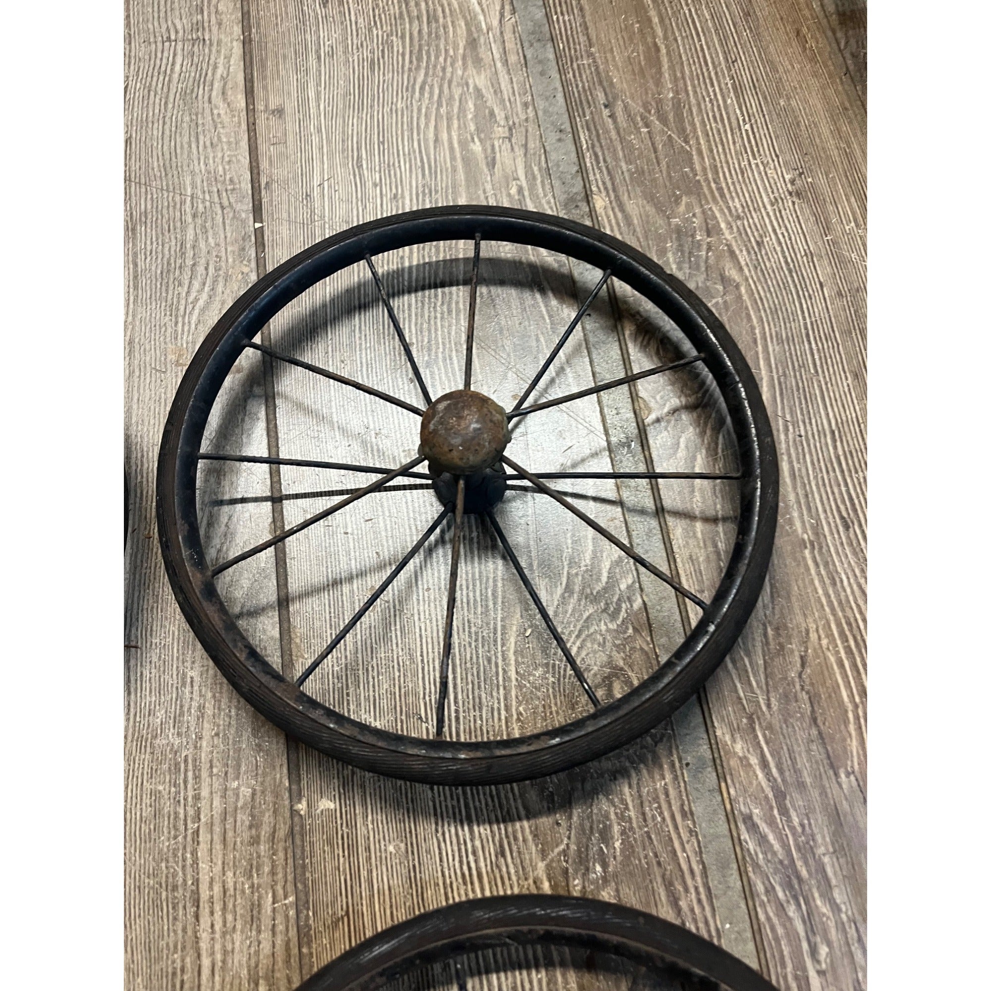 Antique Vintage Rubber & Metal Spoke Wagon Cart Pedal Car Buggy Wheels 10" Dia