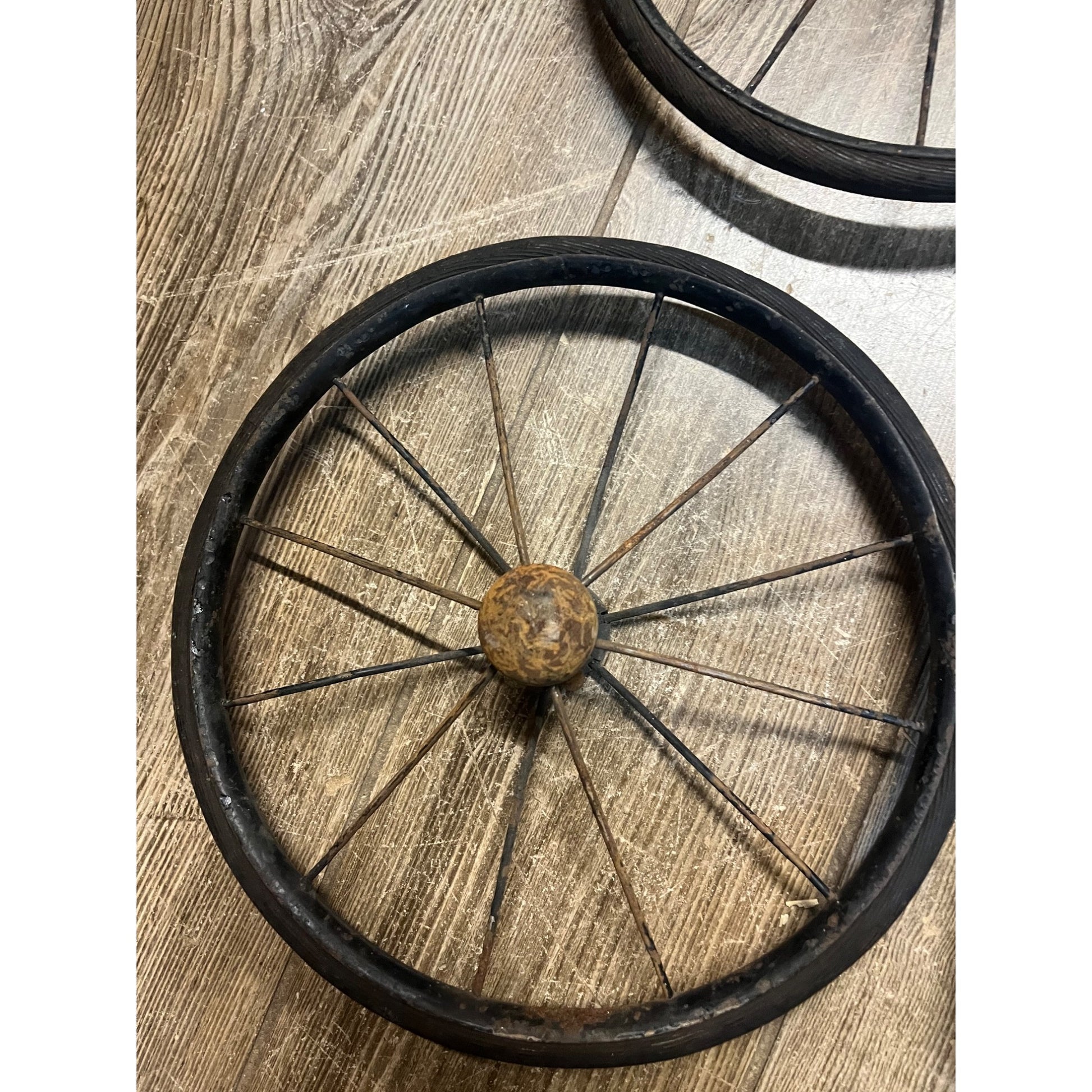 Antique Vintage Rubber & Metal Spoke Wagon Cart Pedal Car Buggy Wheels 10" Dia