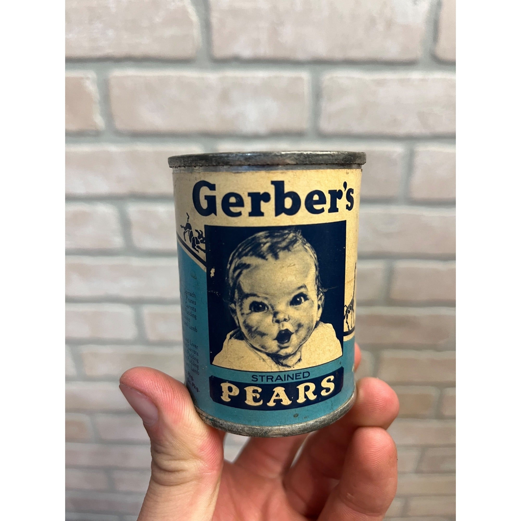 Vintage Gerber's Baby Food Tin Can w/Label - Pears - Copyright 1931