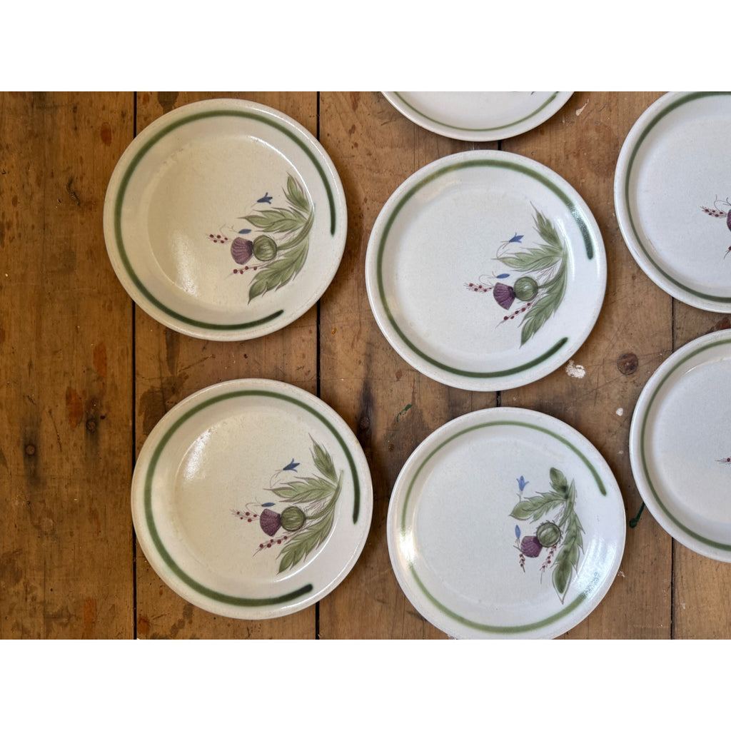 Buchan Thistle Serving Scotland Stoneware Pottery (10) 6-1/2" Dessert Plates Salad
