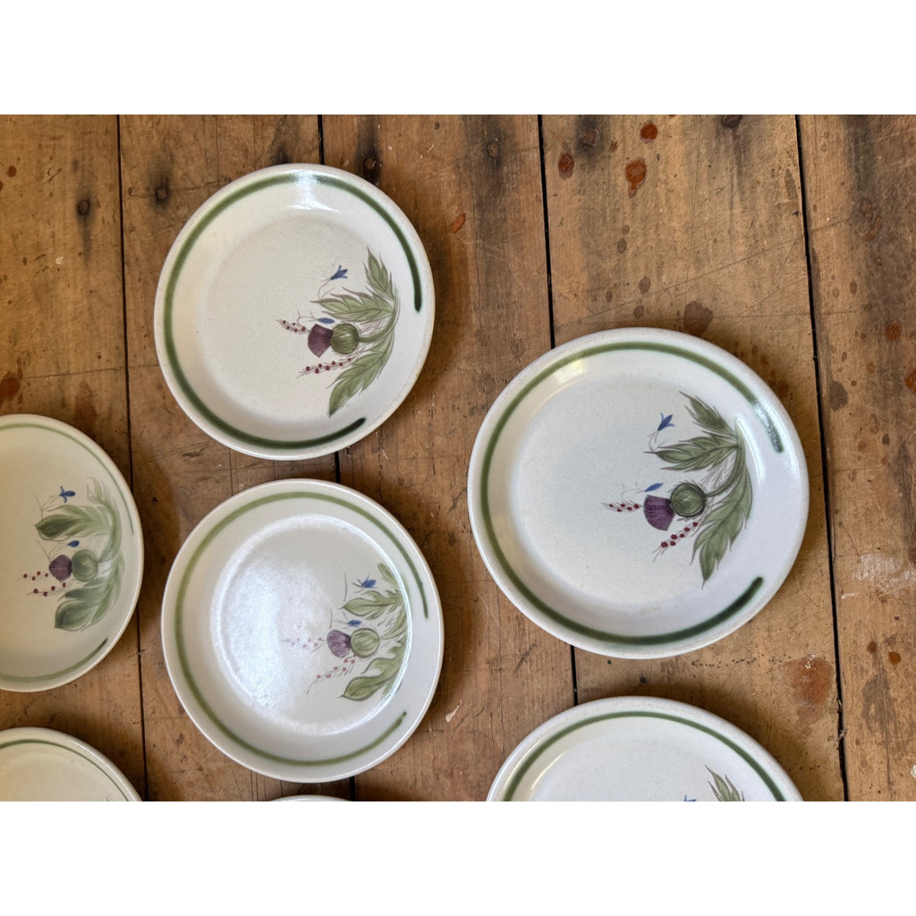 Buchan Thistle Serving Scotland Stoneware Pottery (10) 6-1/2" Dessert Plates Salad