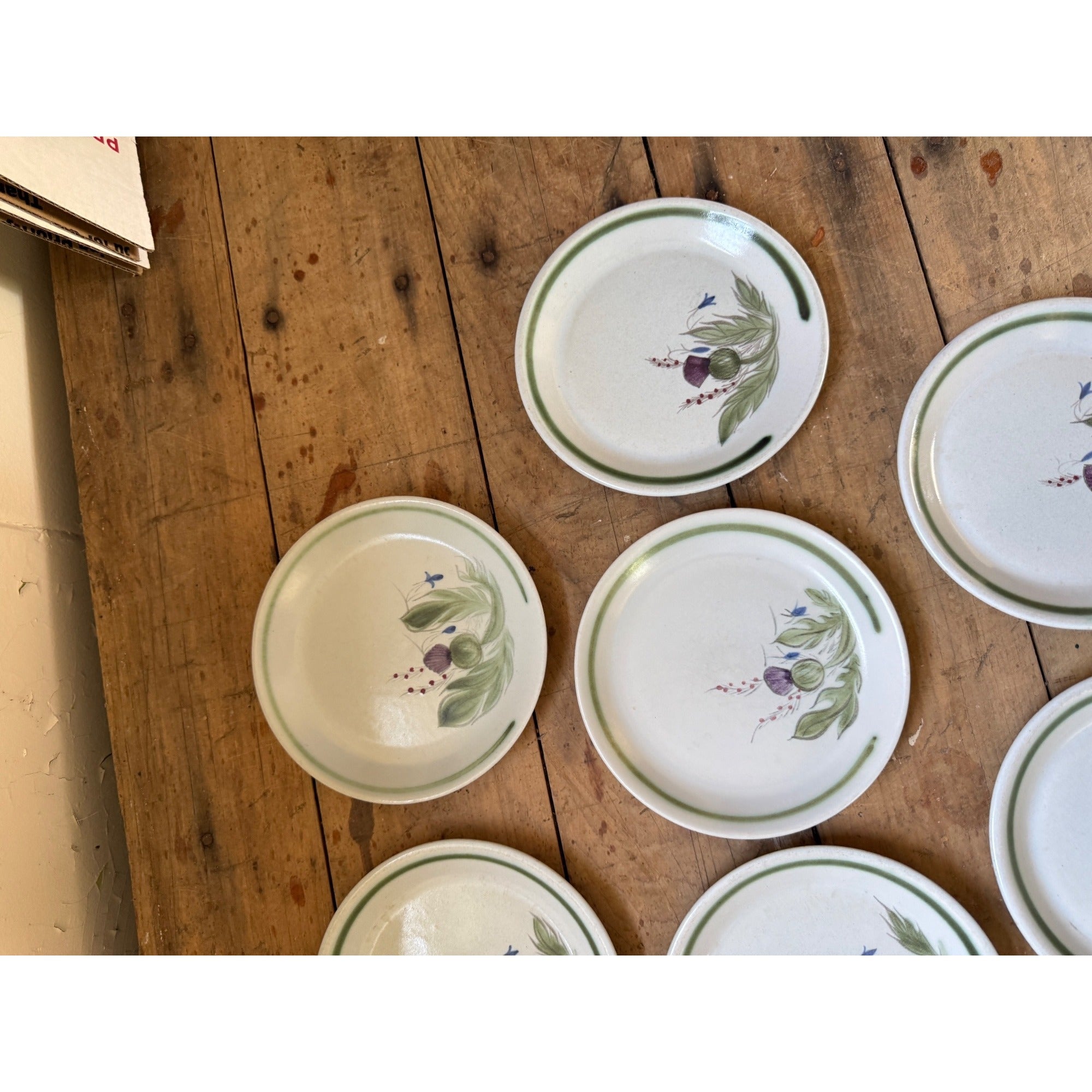 Buchan Thistle Serving Scotland Stoneware Pottery (10) 6-1/2" Dessert Plates Salad
