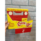 Vintage Cheer Up NOS Soda Carrier Totes Advertising Bottle Carrier