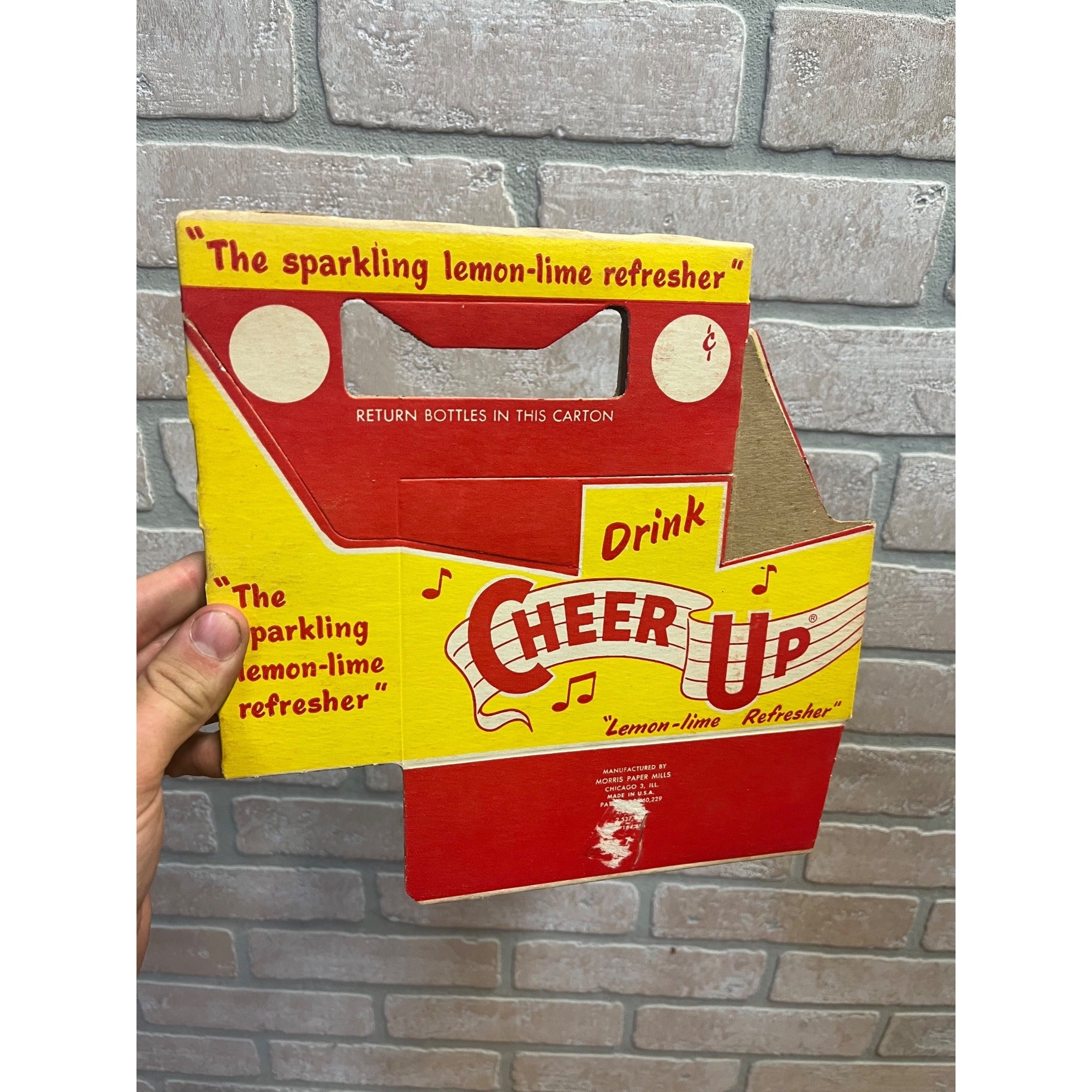 Vintage Cheer Up NOS Soda Carrier Totes Advertising Bottle Carrier