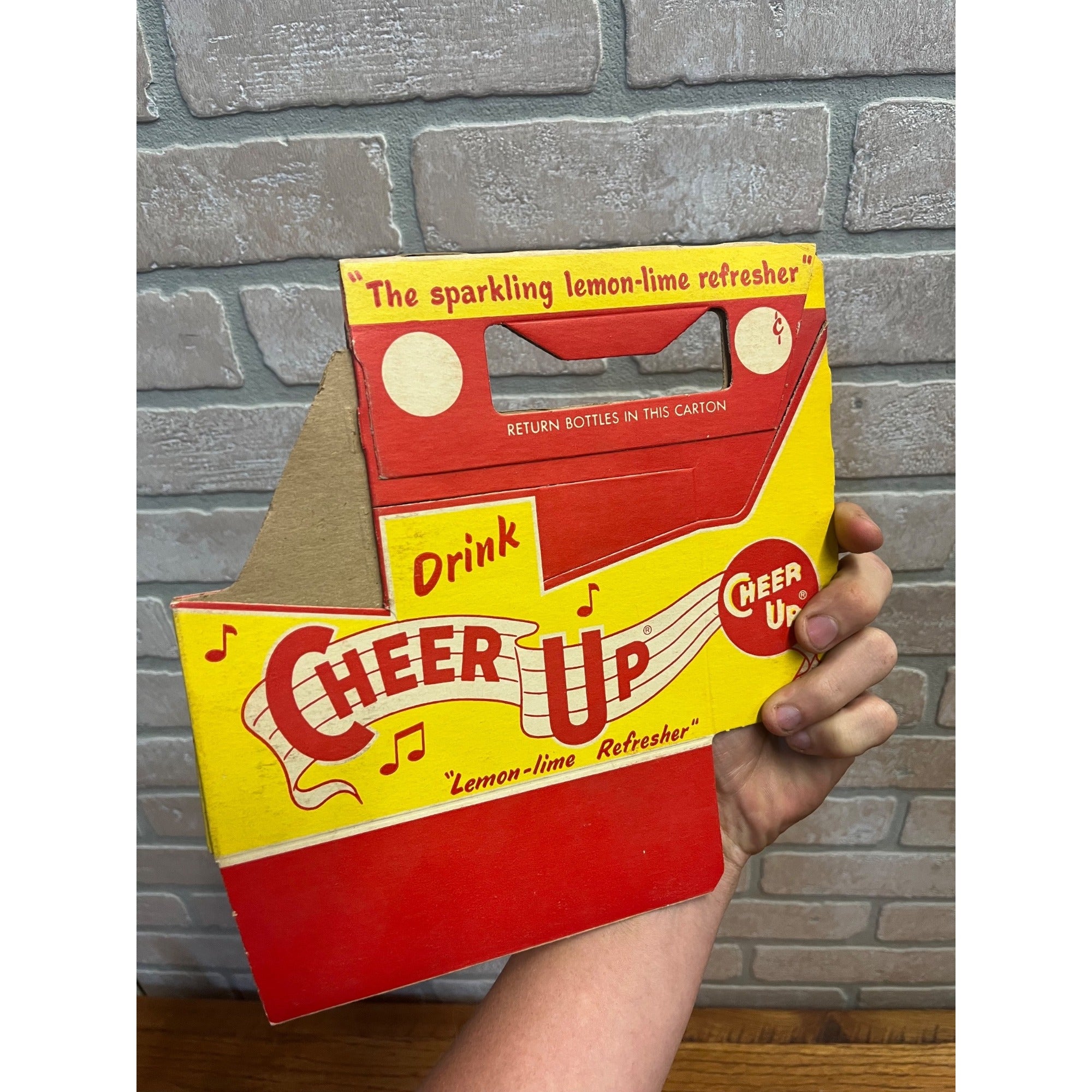 Vintage Cheer Up NOS Soda Carrier Totes Advertising Bottle Carrier