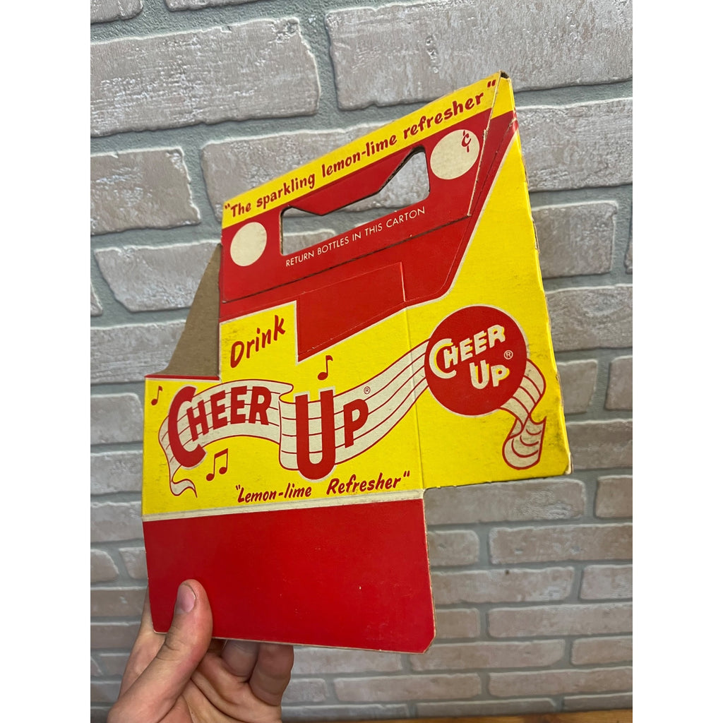 Vintage Cheer Up NOS Soda Carrier Totes Advertising Bottle Carrier