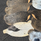 12 Vintage Johnson’s Folding Goose Decoys W/Metal Stakes Original Bag As-Is