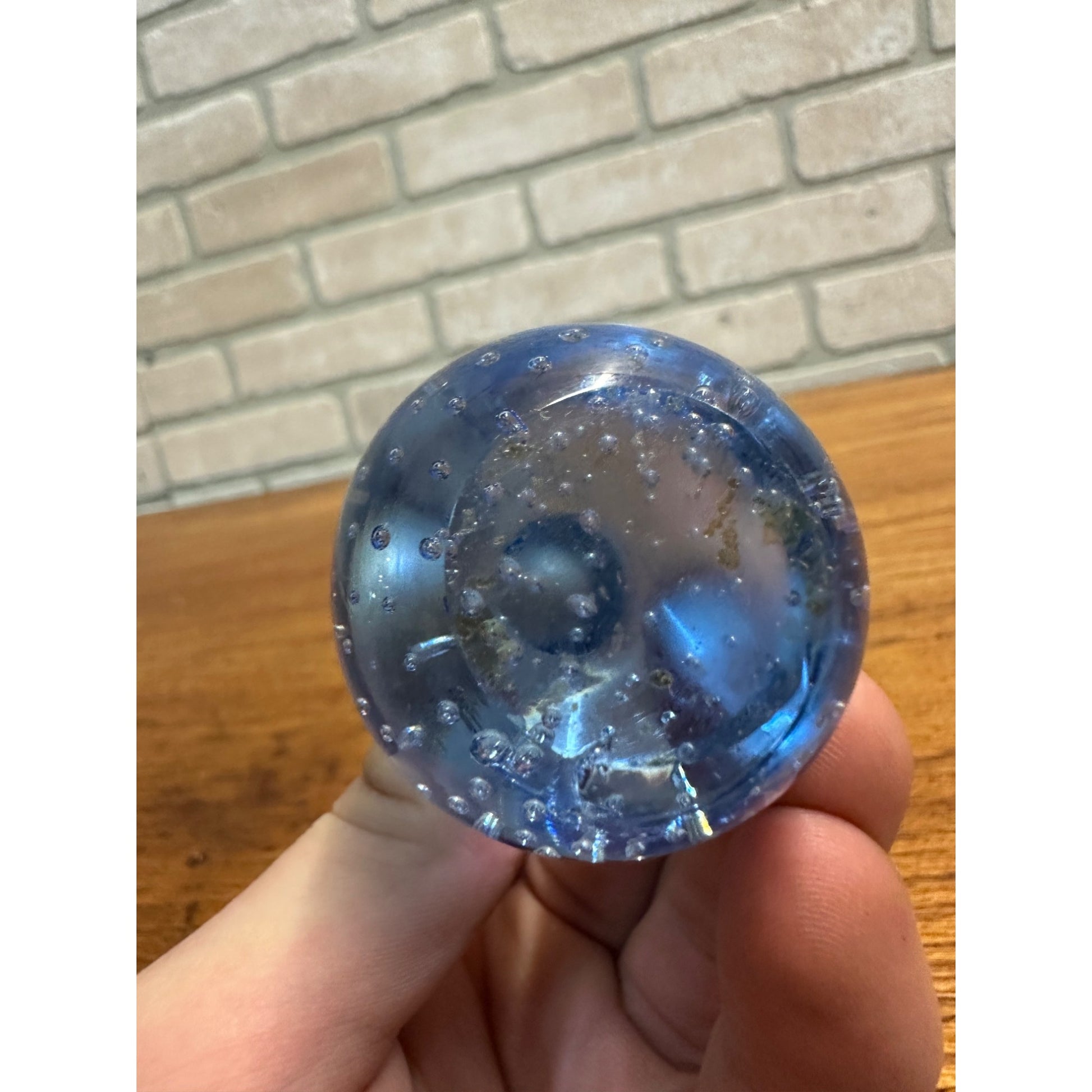 Vintage Vase Blue Hand-Blown Controlled Bubble Glass Bud Single Stem Flower