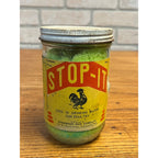 Vintage Chicken Poultry Stop-It Veterinarian Anderson Box Jar