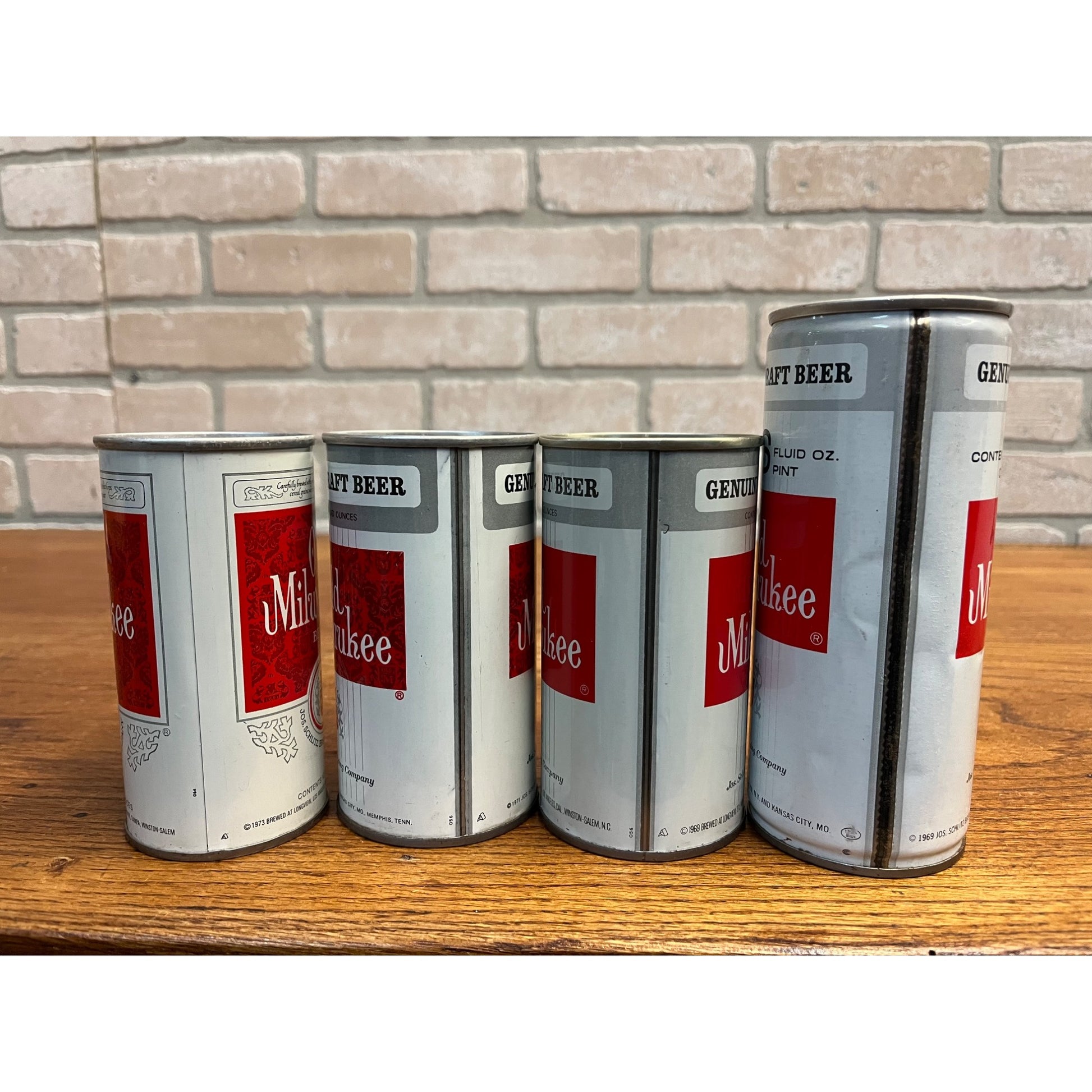 Vintage Old Milwaukee Schlitz Brewing Milwaukee Pull Tab Beer Cans 10, 12 & 16oz