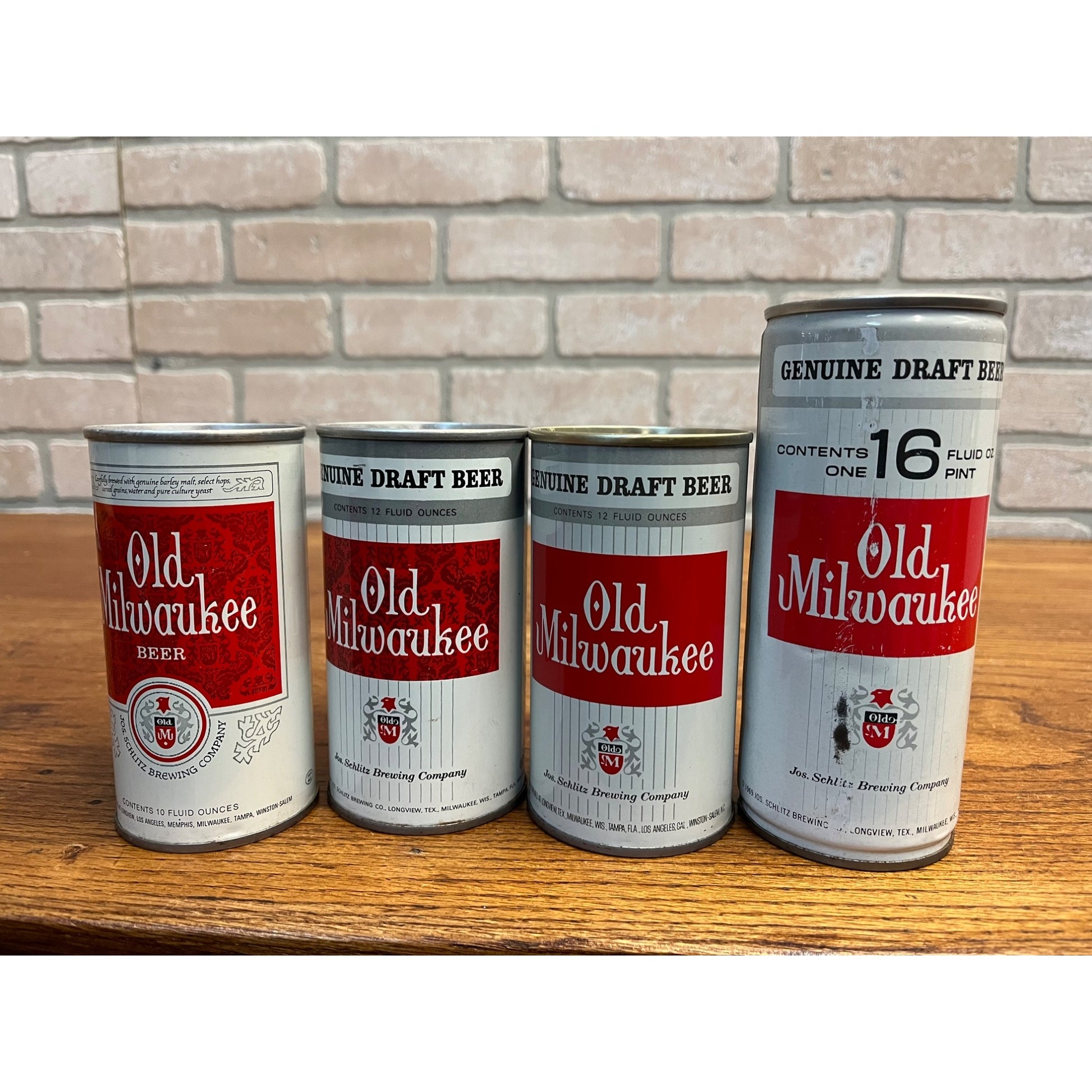 Vintage Old Milwaukee Schlitz Brewing Milwaukee Pull Tab Beer Cans 10, 12 & 16oz