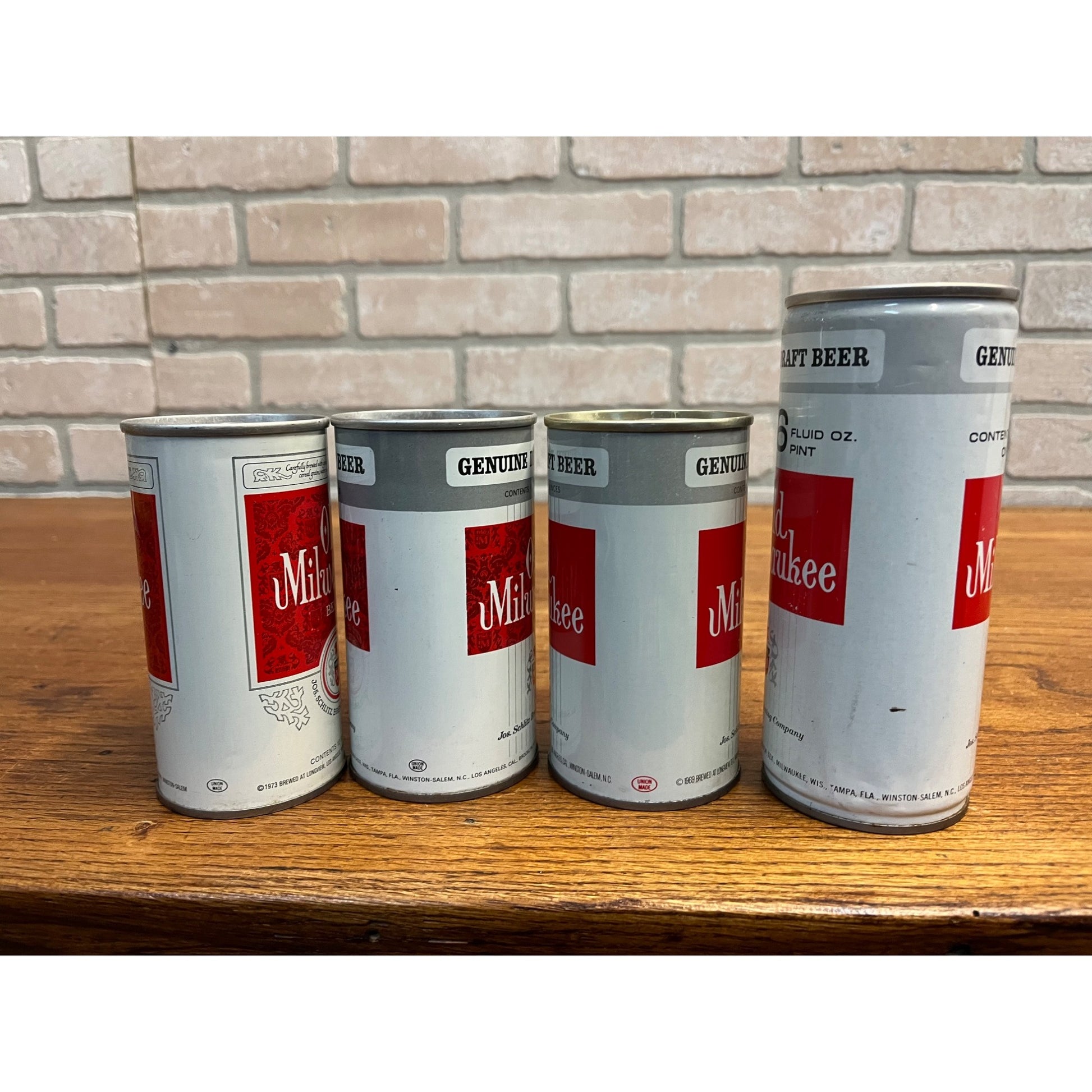 Vintage Old Milwaukee Schlitz Brewing Milwaukee Pull Tab Beer Cans 10, 12 & 16oz