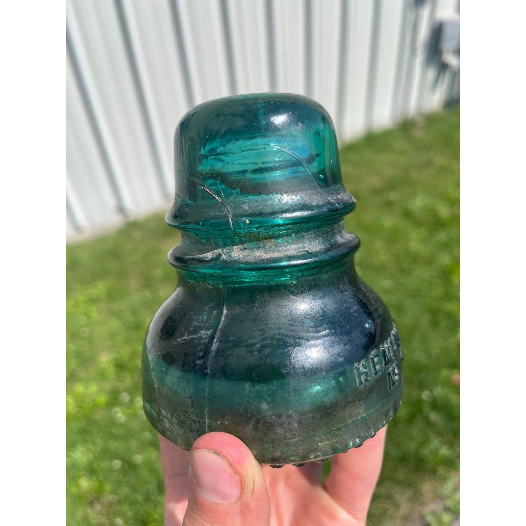 Antique Hemingray No. 40 Aqua Blue Green Glass Telephone Insulator Pat. 1893