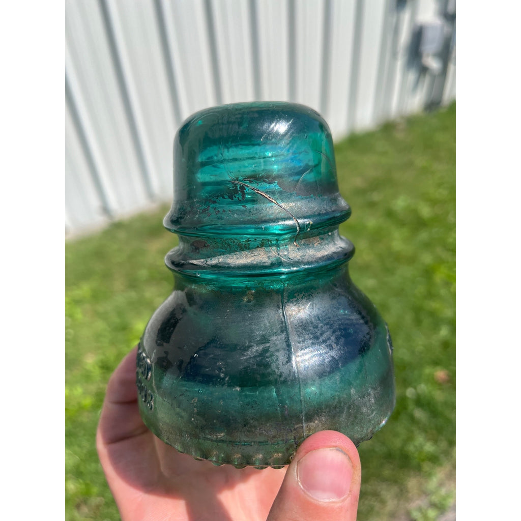 Antique Hemingray No. 40 Aqua Blue Green Glass Telephone Insulator Pat. 1893