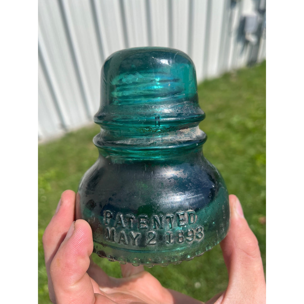 Antique Hemingray No. 40 Aqua Blue Green Glass Telephone Insulator Pat. 1893