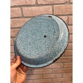 Antique Primitive Light Blue and White Swirl Enamel Graniteware Round Pie Pan/ Baking Dish/ Farmhouse Decor