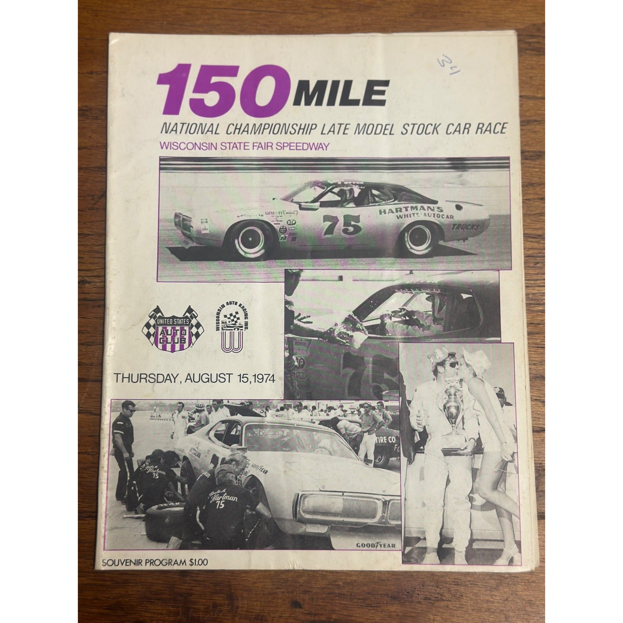 1974 Stock Car 150 Mile Race National Championship Souvenir Program Wisconsin