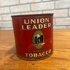 Vintage Union Leader Smoking Tobacco Tin Can Humidor Red P. Lorillard Co. Circa 1900s