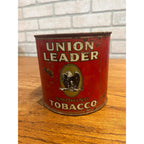 Vintage Union Leader Smoking Tobacco Tin Can Humidor Red P. Lorillard Co. Circa 1900s