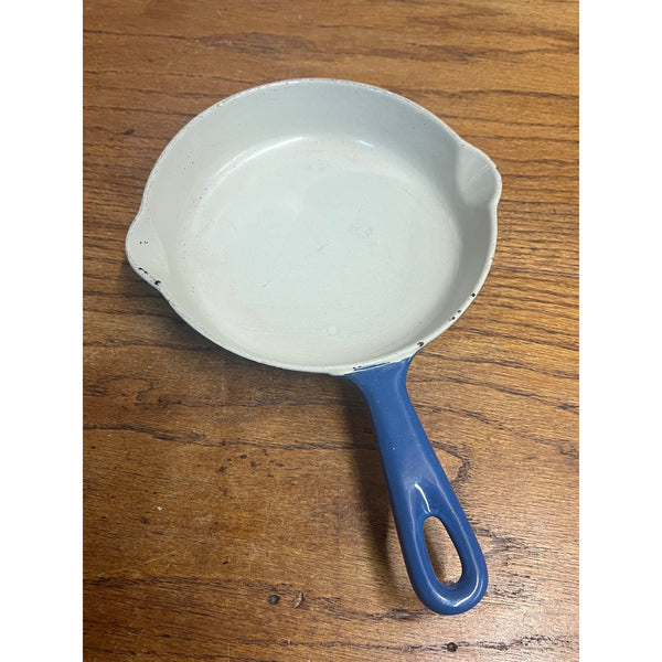 Vintage Le Creuset Skillet 6.5" Blue Enamel #16 Cast Iron Fry Pan Double Spout