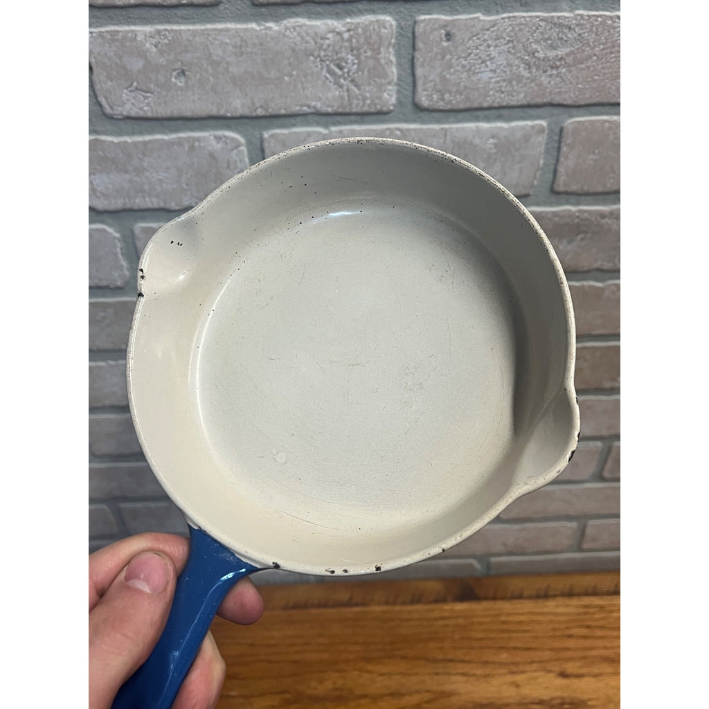 Vintage Le Creuset Skillet 6.5" Blue Enamel #16 Cast Iron Fry Pan Double Spout