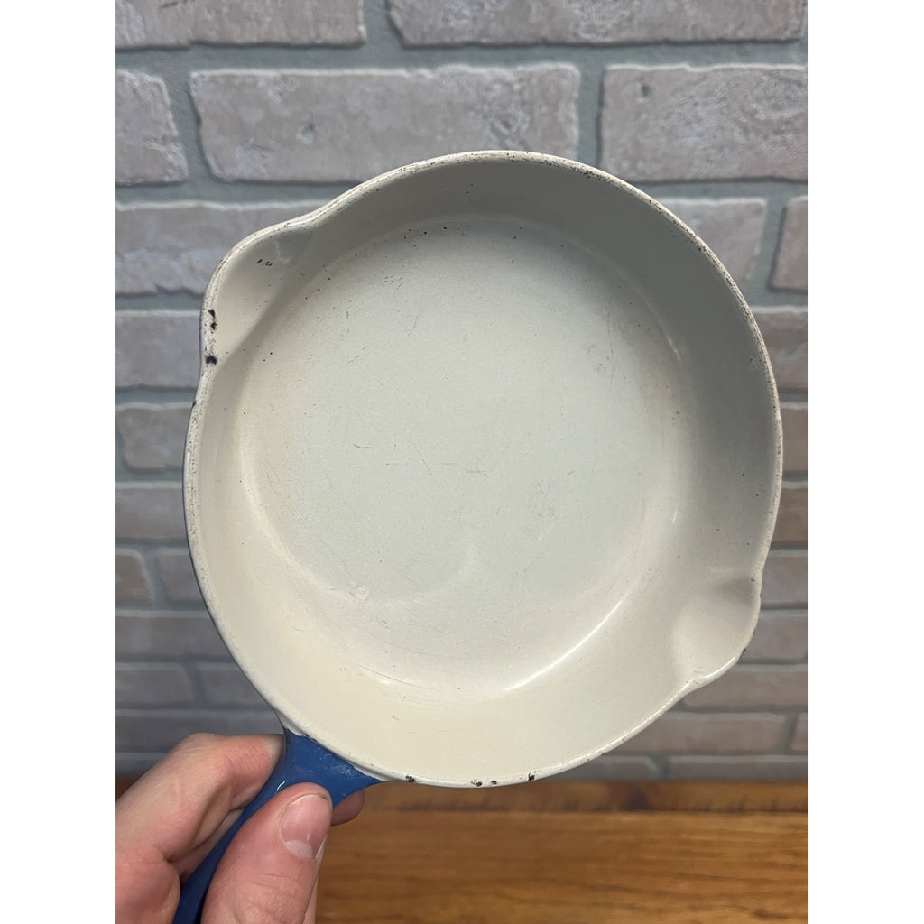 Vintage Le Creuset Skillet 6.5" Blue Enamel #16 Cast Iron Fry Pan Double Spout