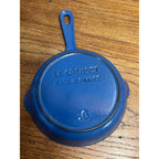 Vintage Le Creuset Skillet 6.5" Blue Enamel #16 Cast Iron Fry Pan Double Spout