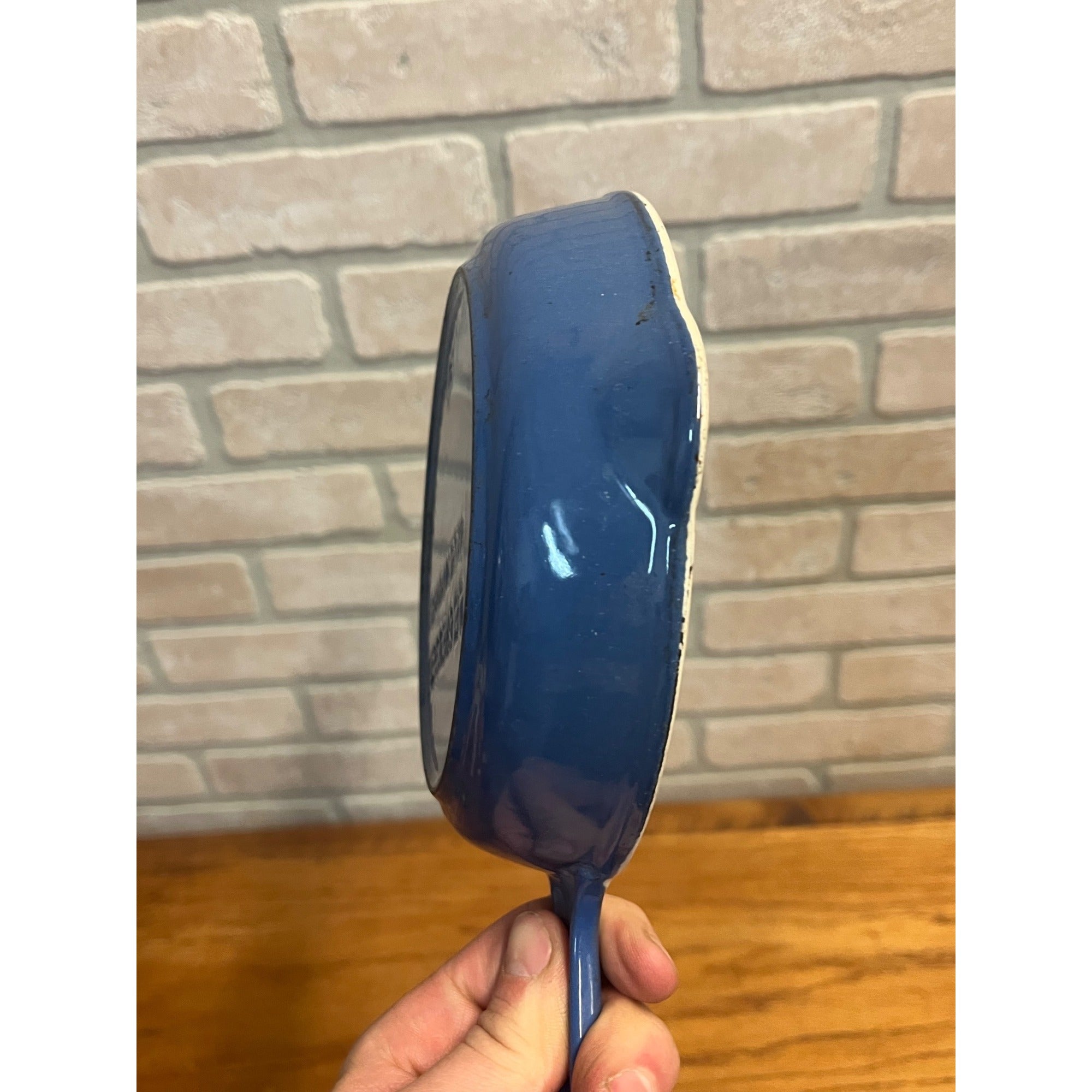 Vintage Le Creuset Skillet 6.5" Blue Enamel #16 Cast Iron Fry Pan Double Spout