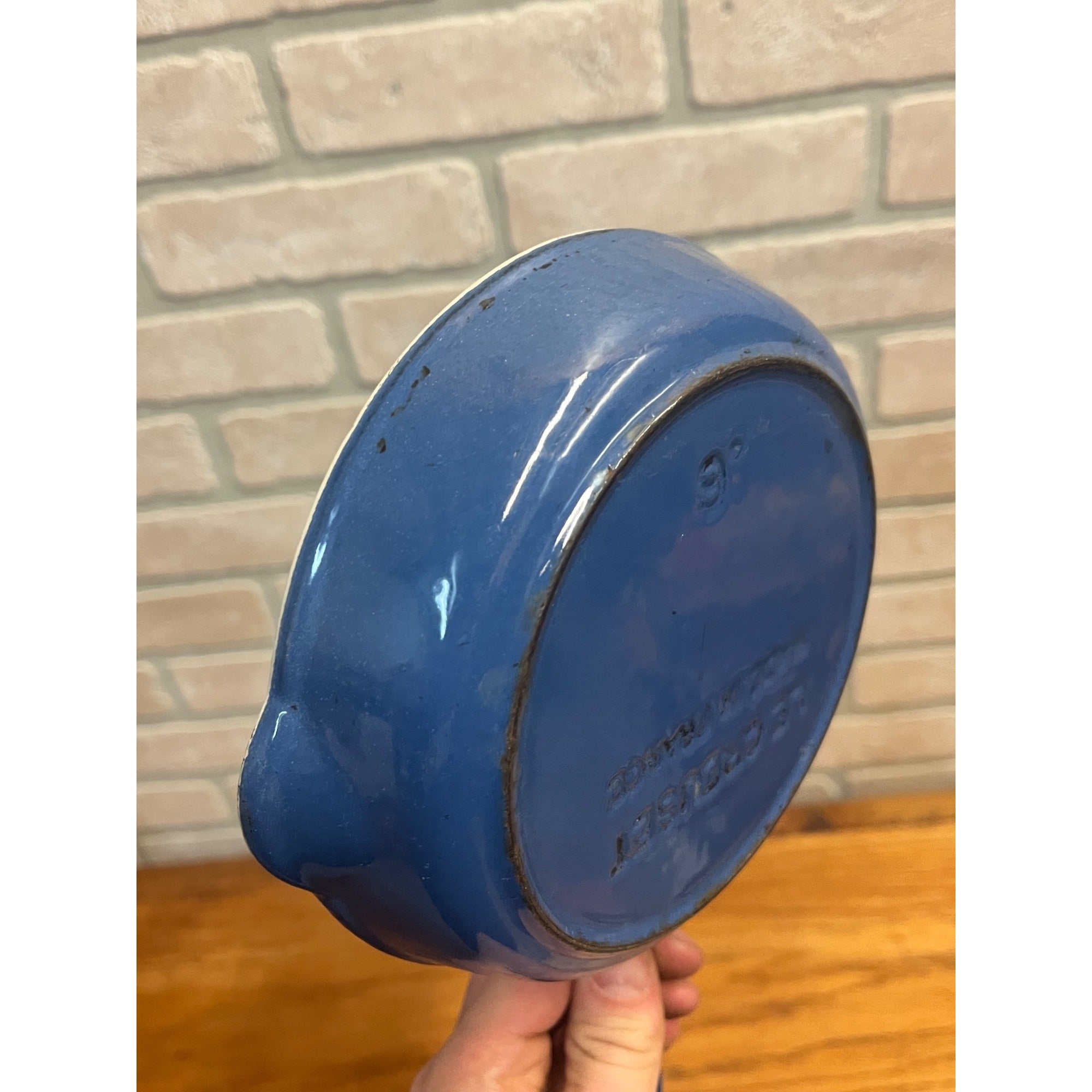 Vintage Le Creuset Skillet 6.5" Blue Enamel #16 Cast Iron Fry Pan Double Spout