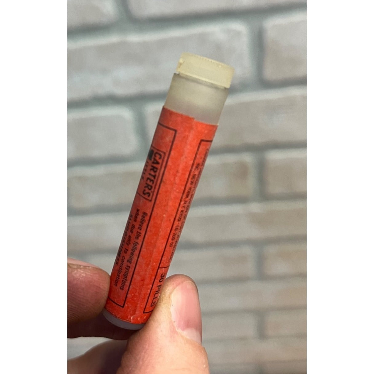 Vintage Carters Little Pills Sample Plastic Medicine Tube FULL