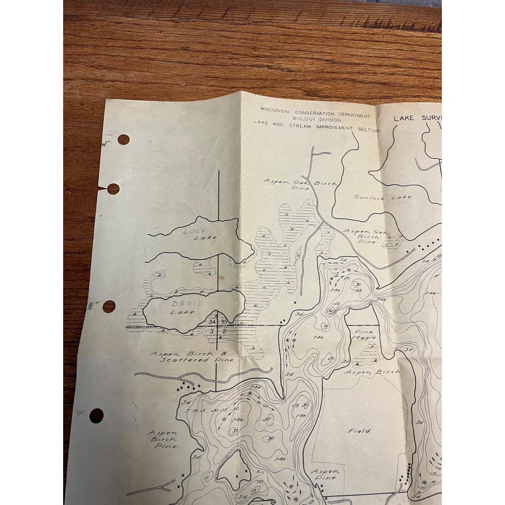 Original Civilian Conservation Corps CCC Lake Shishebogama Survey Map