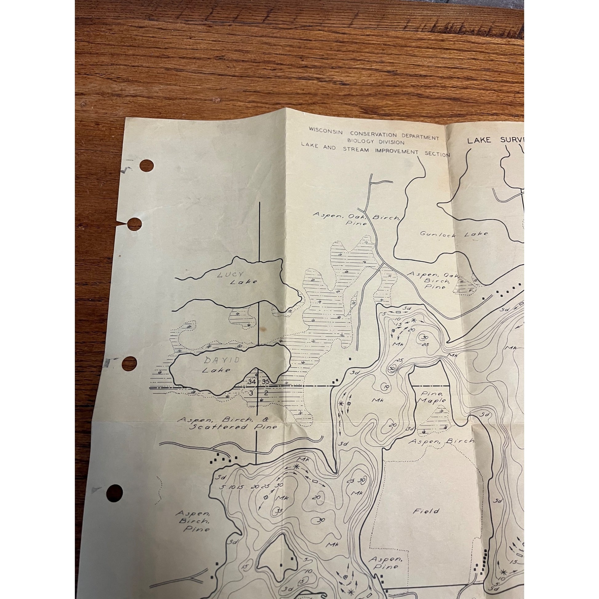 Original Civilian Conservation Corps CCC Lake Shishebogama Survey Map