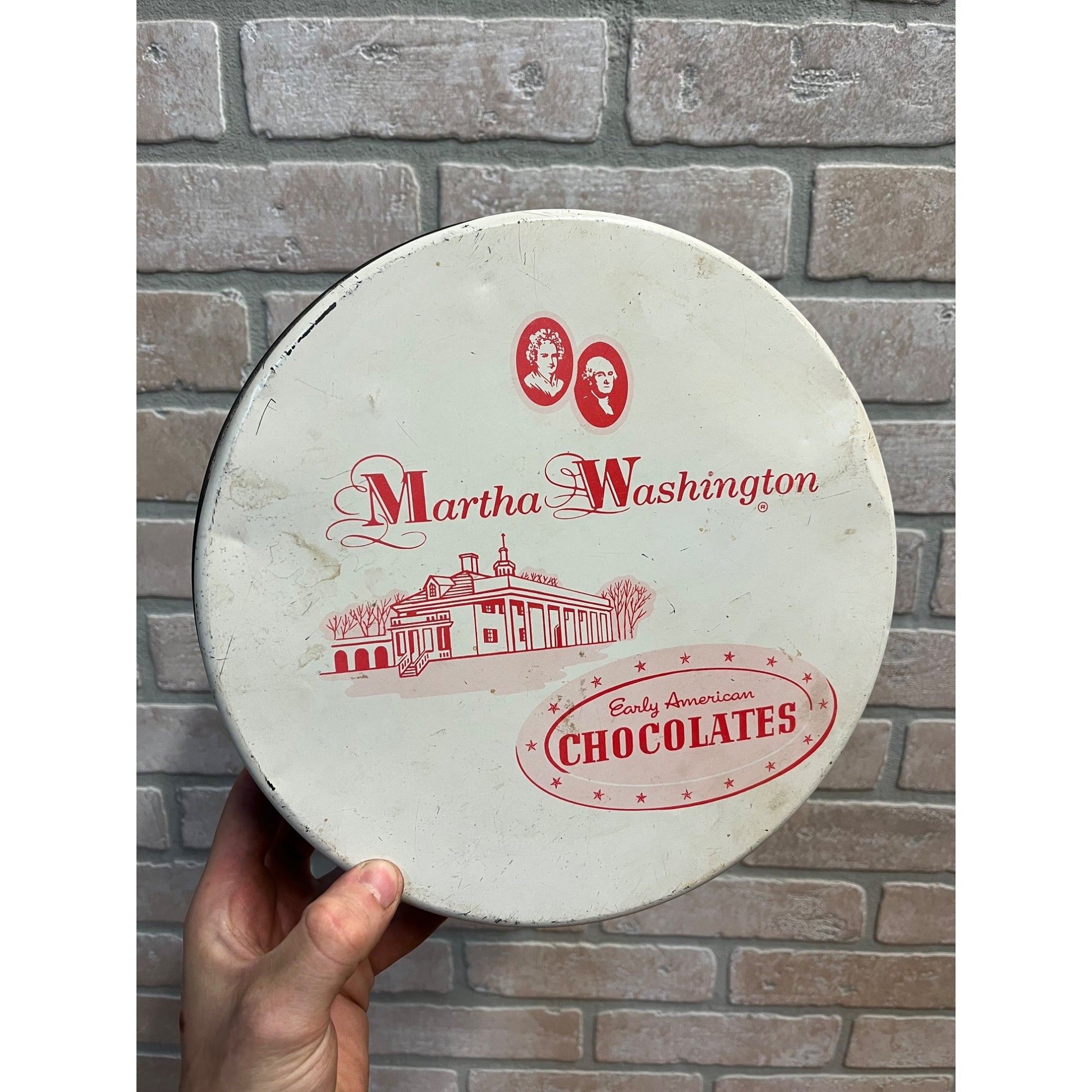 Vintage Martha Washington Chocolates Candy Tin Patriotic Americana 4th of July Decor