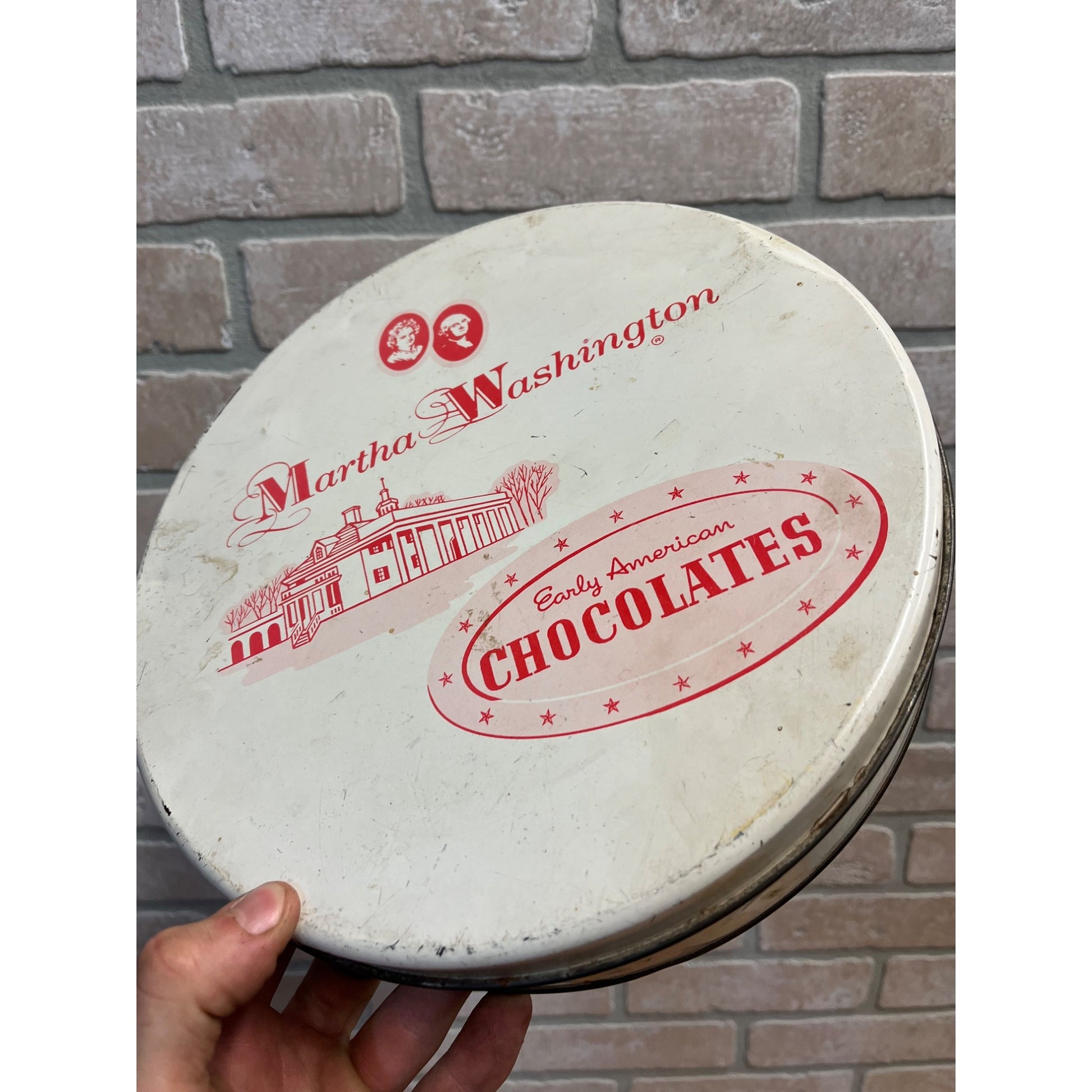 Vintage Martha Washington Chocolates Candy Tin Patriotic Americana 4th of July Decor