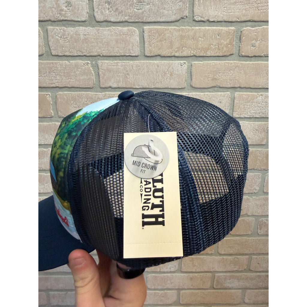 Leinenkugels Mesh Trucker Hat By Duluth Trading Co Mid Crown Fit Lake Scene Design