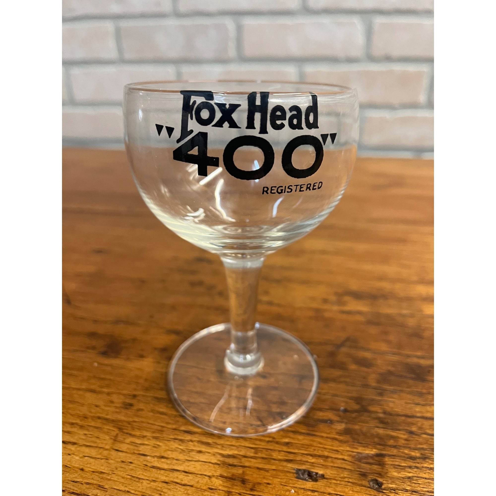 VINTAGE FOX HEAD 400 BEER ACL DRINKING GLASS FOX HEAD BREWING CO WAUKESHA WI