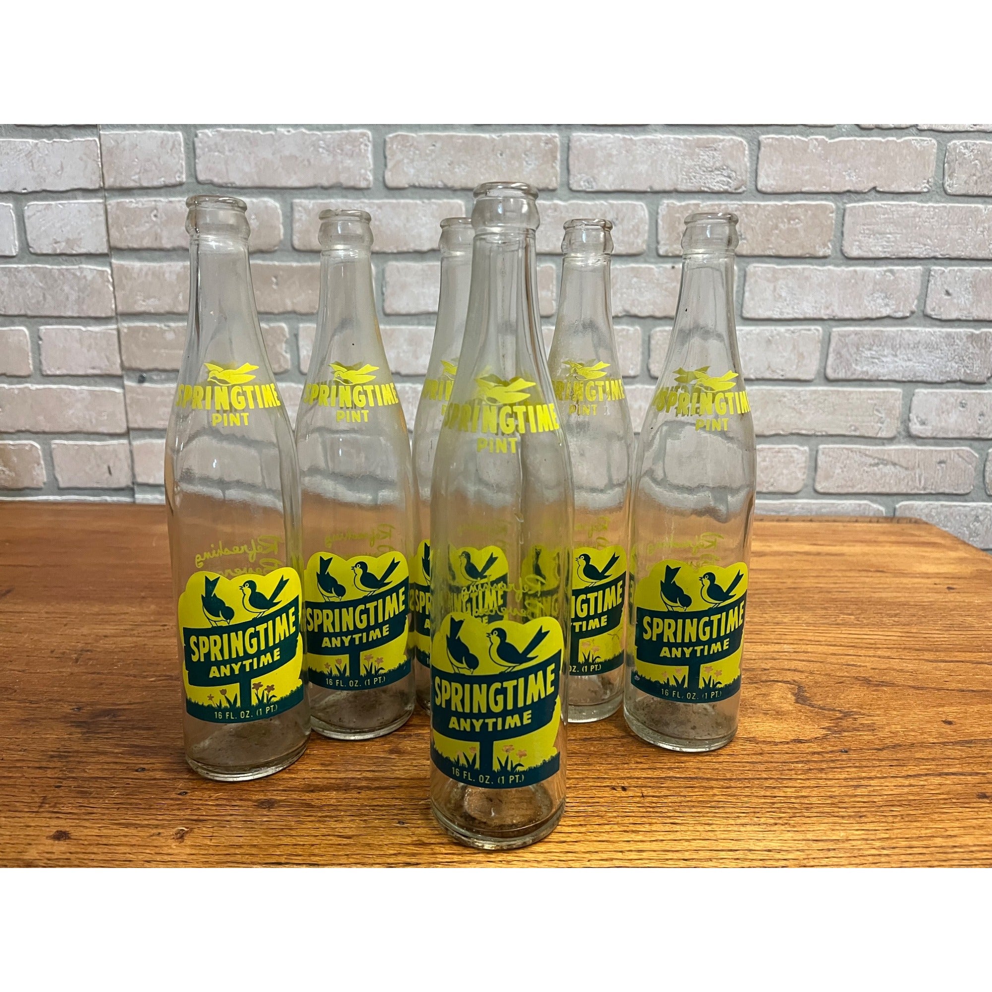 Vintage Springtime Soda Bottle 16oz Sheboygan Wisconsin Glass ACL Pint Wis WI