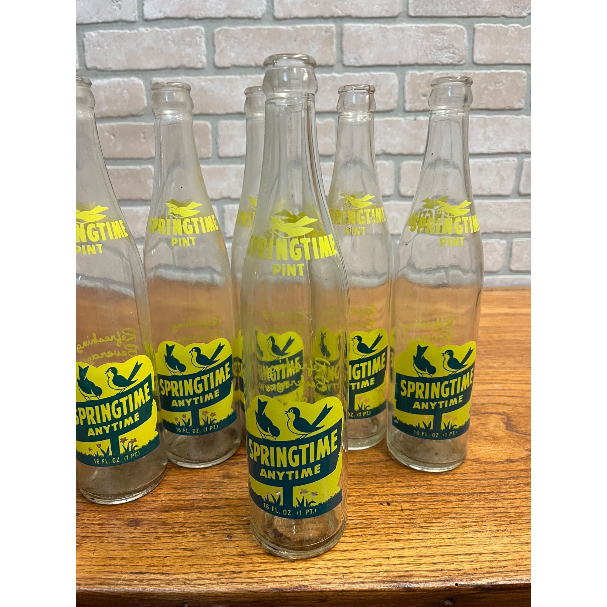 Vintage Springtime Soda Bottle 16oz Sheboygan Wisconsin Glass ACL Pint Wis WI