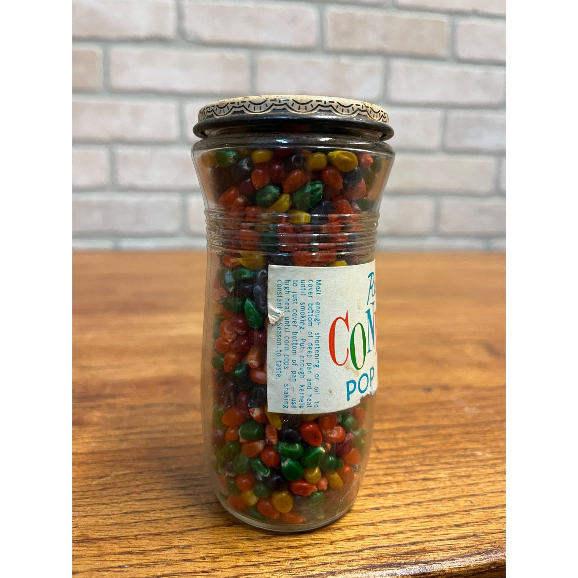 Vintage 1960s Reese Confetti Popcorn Glass Jar NOS Full Unopened Snack Display