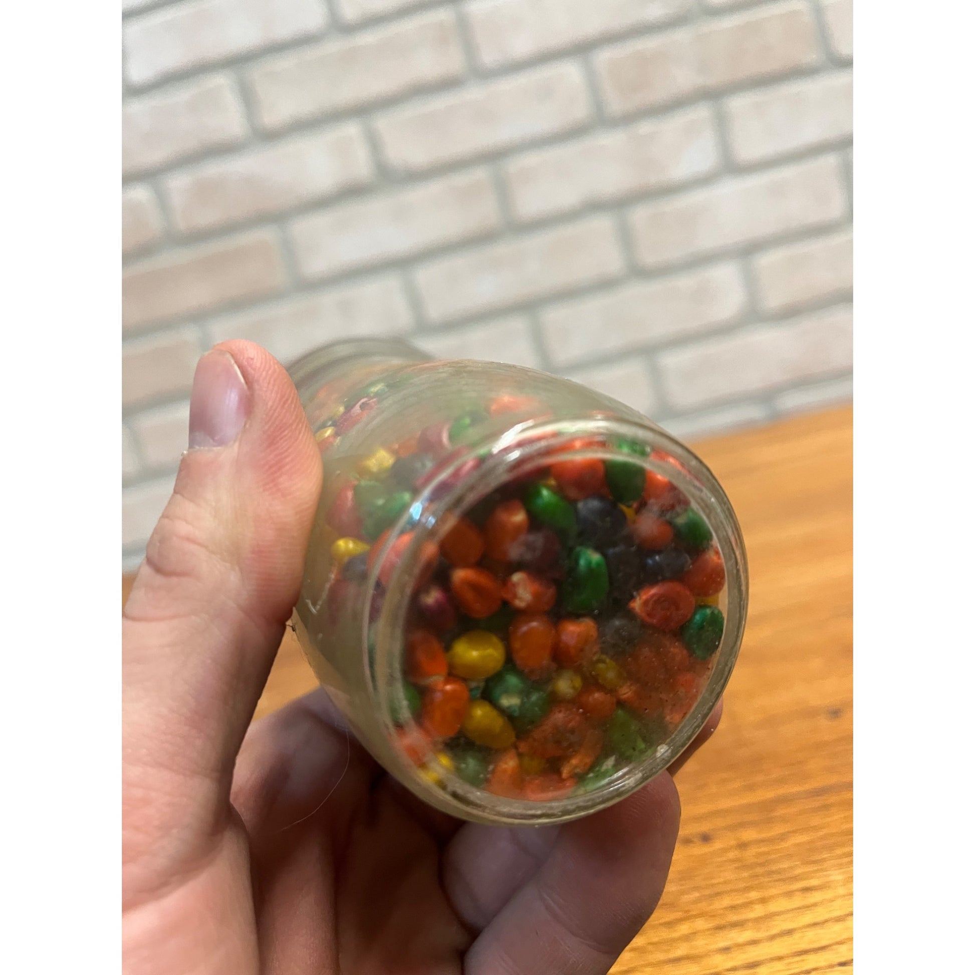 Vintage 1960s Reese Confetti Popcorn Glass Jar NOS Full Unopened Snack Display