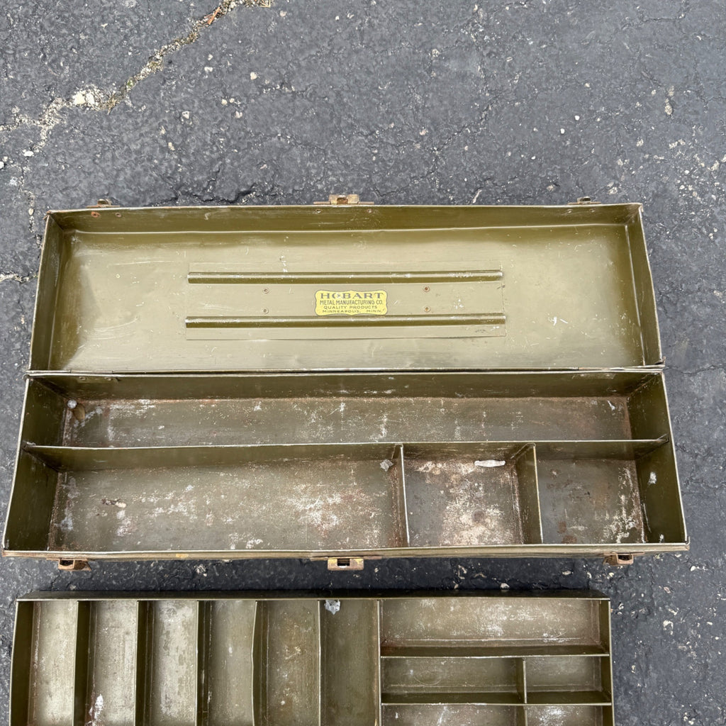 VTG Antique Fishing Tackle Lure Box Metal HOBART WATERTITE Tray MPLS MINN