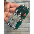 Vintage Art Deco Green Carved Celluloid Bakelite Panel Bracelet Floral Iris Clasp