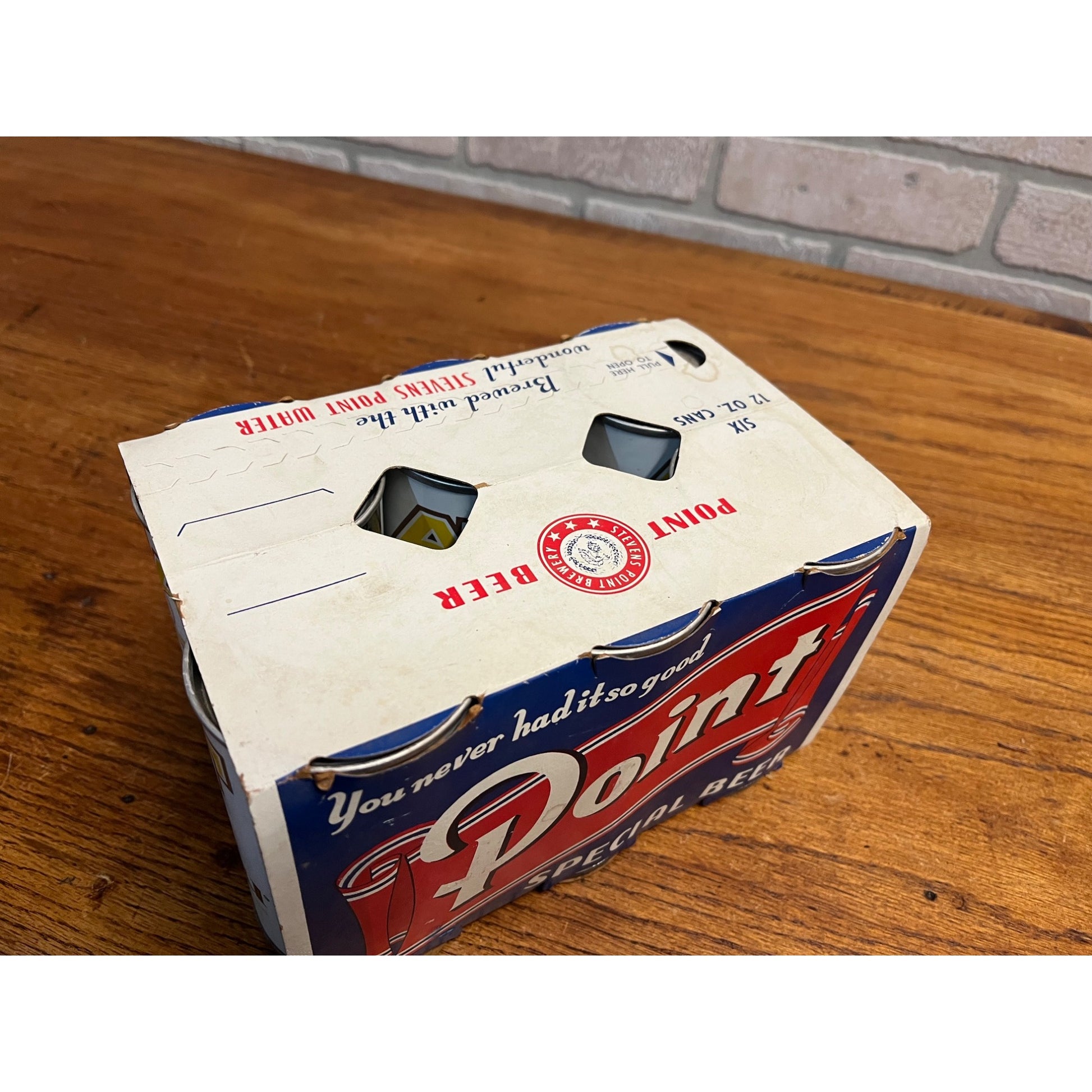 Vintage Point Beer 6-Pack Case Carrier w/ AF Basebrau Flat Cans Stevens Point WI