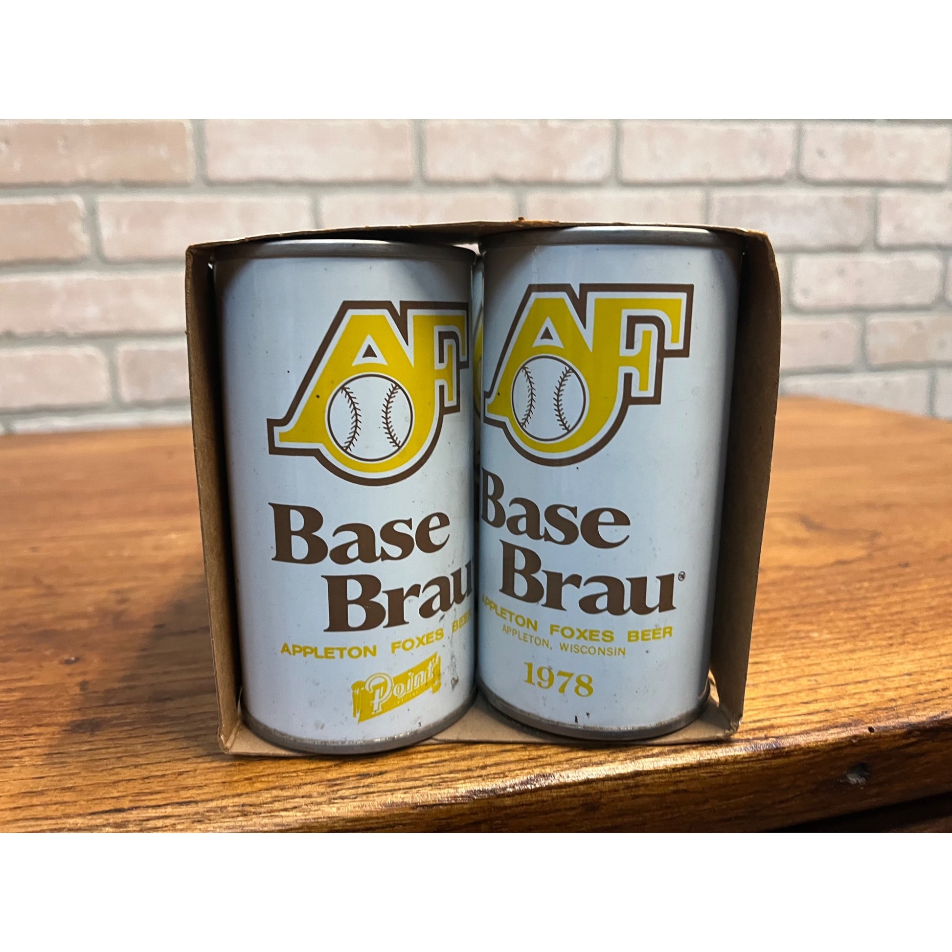 Vintage Point Beer 6-Pack Case Carrier w/ AF Basebrau Flat Cans Stevens Point WI