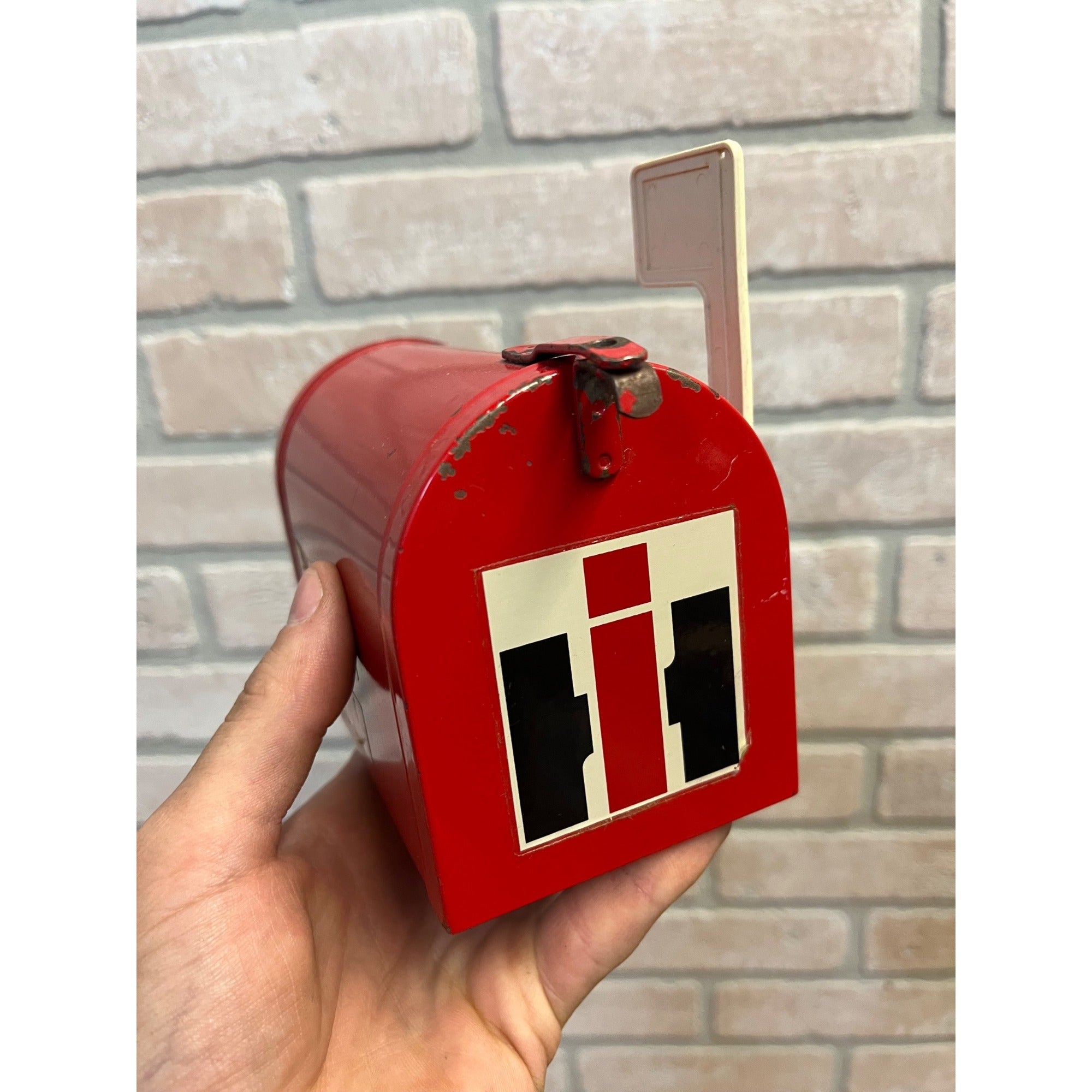 Vintage International Harvester IH Farm Miniature Mailbox Bank Miniature Metal USA