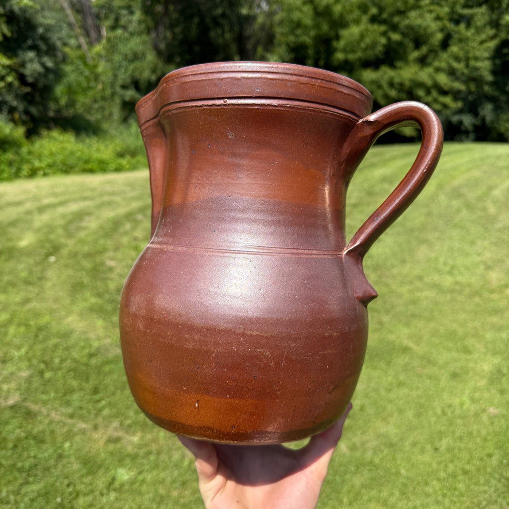 Antique 1860s Milk Water Pitcher Stoneware Primitive Northeastern Albany Slip