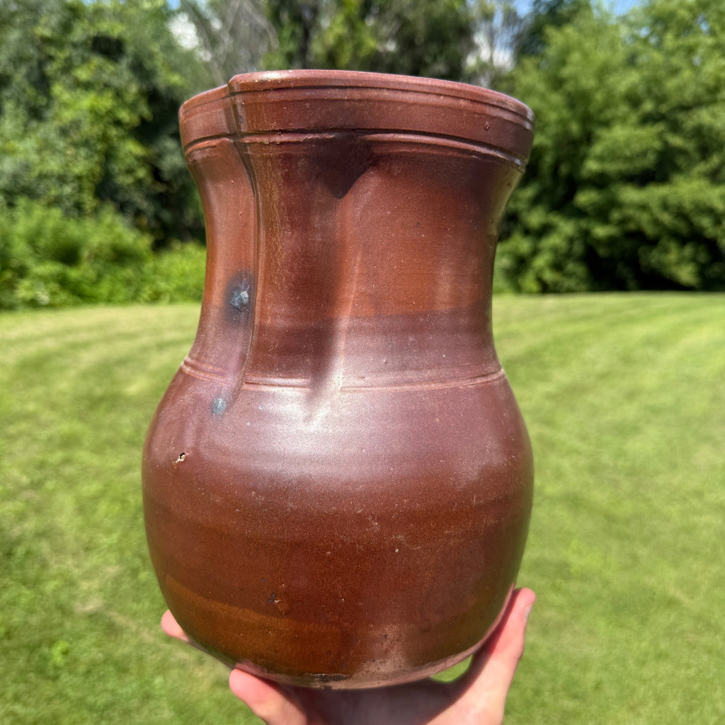 Antique 1860s Milk Water Pitcher Stoneware Primitive Northeastern Albany Slip